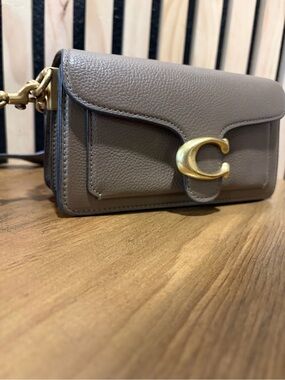 Coach Tabby Shoulder Bag 20 Polished Pebble Leather Brass Dark Stone